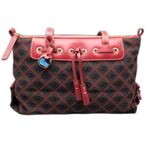 EUC Vintage Dooney & Bourke Quilted Monogram Canvas Tassel Mini Tote Bag